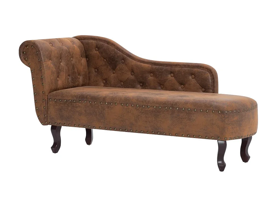 Chaise longue camurça artificial castanho PT119784