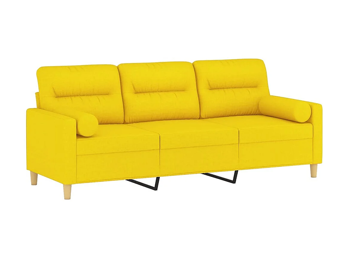 Canapé à 3 places avec oreillers jaune clair 180 cm tissu OLA6290