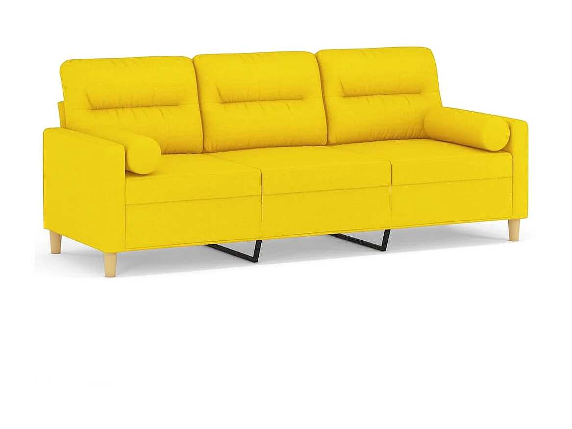 Canapé à 3 places avec oreillers jaune clair 180 cm tissu OLA6290