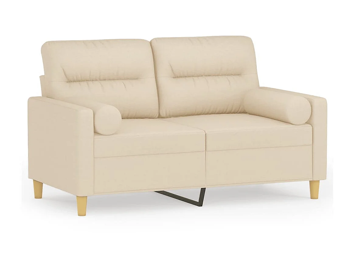 Canapé à 2 places avec oreillers décoratifs crème 120 cm tissu BE6761