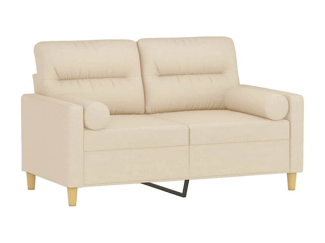 Sofá 2 lugares + almofadas decorativas 120 cm tecido cor creme PT385458