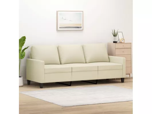 Kauf Unique 3-Sitzer-Sofa | Wohnzimmersofa Creme 180 cm Kunstleder -gkd45600