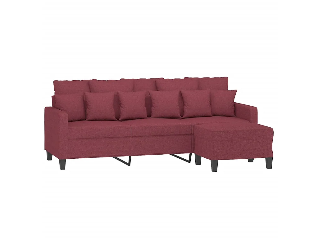3-Sitzer-Sofa | Wohnzimmersofa mit Hocker Weinrot 180 cm Stoff -gkd976011