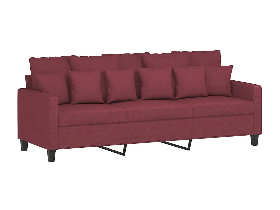 3-Sitzer-Sofa | Wohnzimmersofa mit Hocker Weinrot 180 cm Stoff -gkd976011