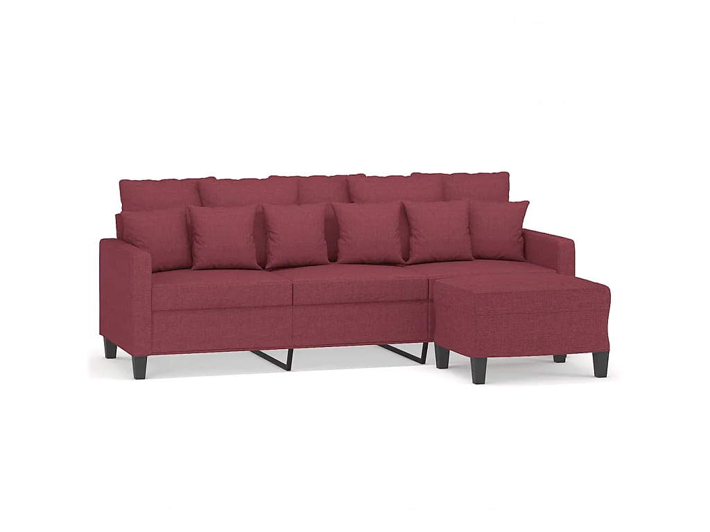 3-Sitzer-Sofa | Wohnzimmersofa mit Hocker Weinrot 180 cm Stoff -gkd976011