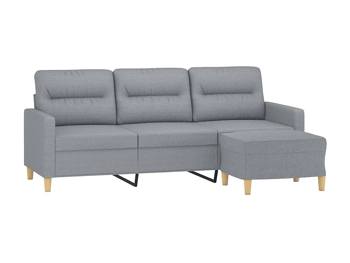 Canapé à 3 places avec repose-pieds Gris clair 180 cm Tissu OLA4975