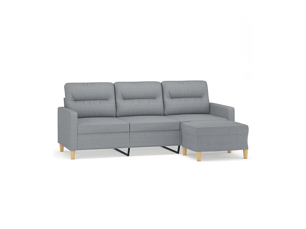 3-Sitzer-Sofa | Wohnzimmersofa mit Hocker Hellgrau 180 cm Stoff -gkd53034