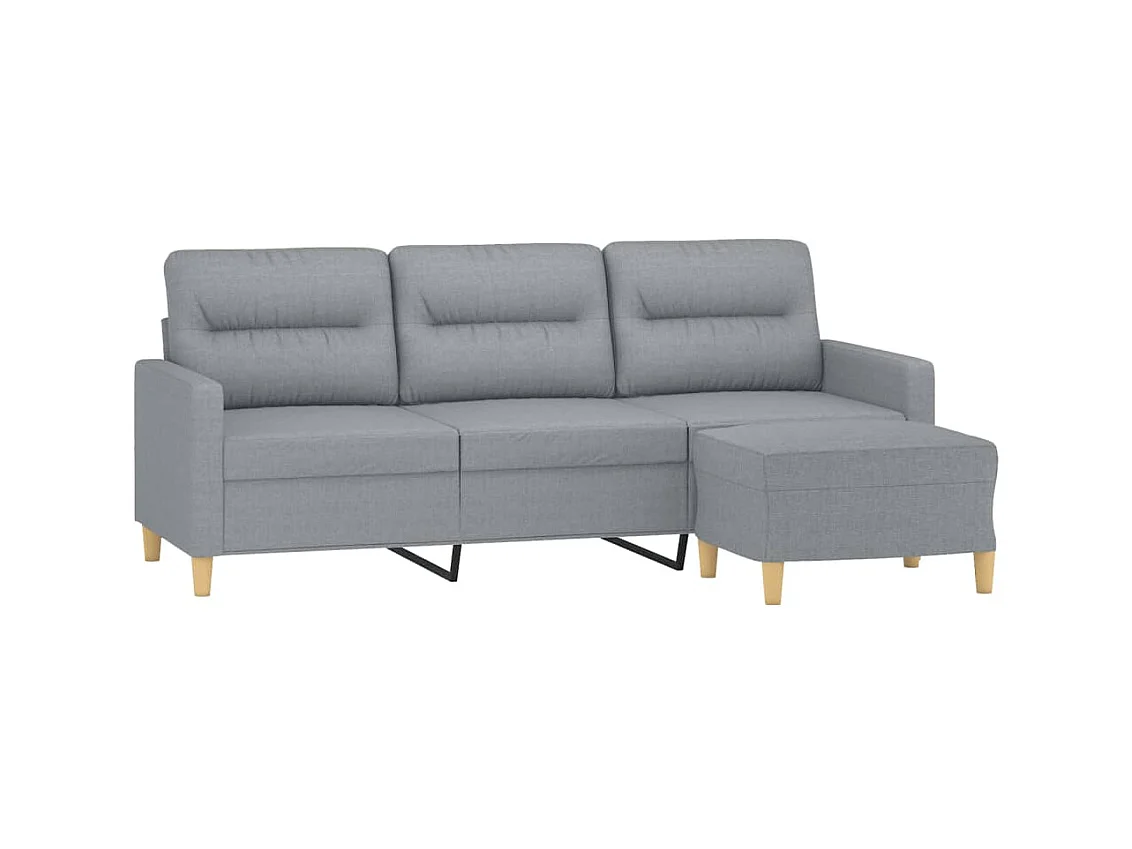 3-Sitzer-Sofa | Wohnzimmersofa mit Hocker Hellgrau 180 cm Stoff -gkd53034