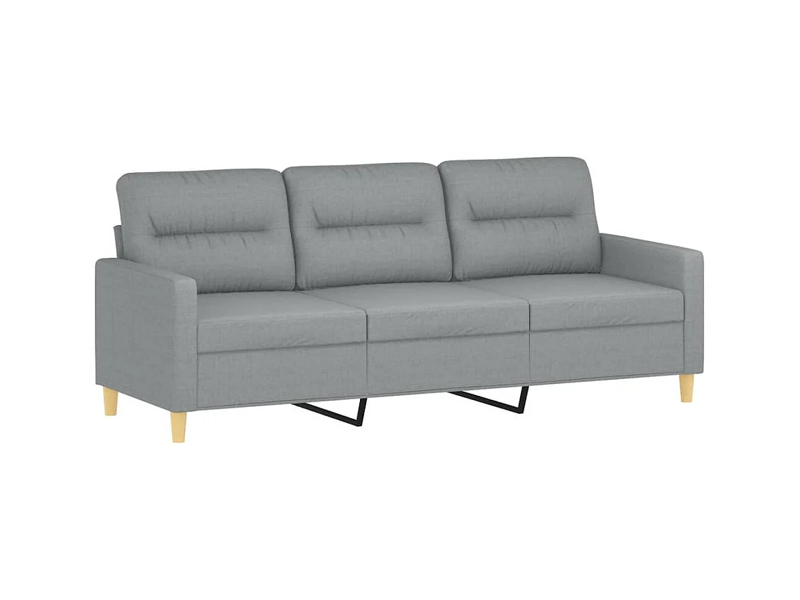 3-Sitzer-Sofa | Wohnzimmersofa mit Hocker Hellgrau 180 cm Stoff -gkd53034