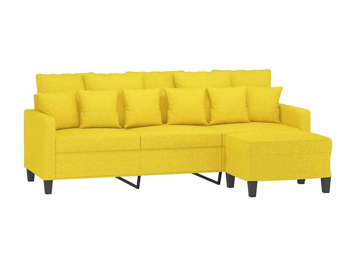 Canapé à 3 places avec repose-pieds Jaune clair 180 cm Tissu LODW18195