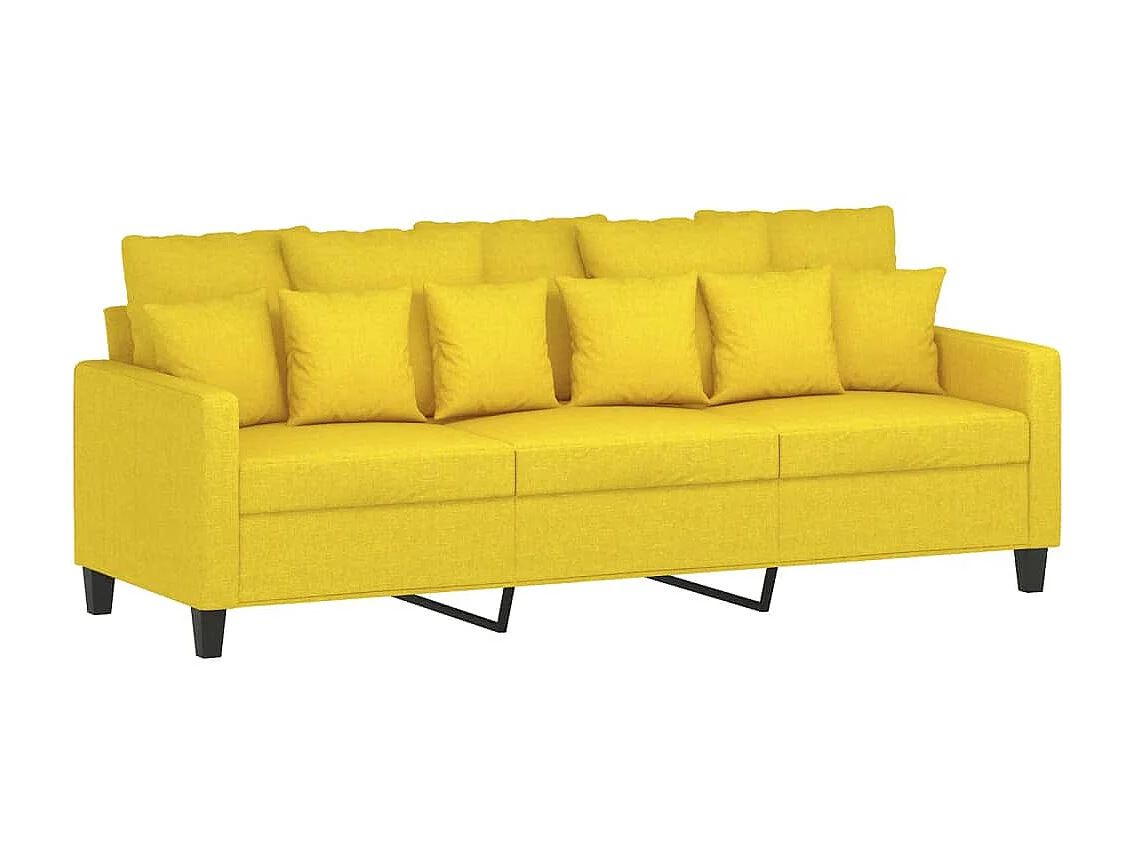 3-Sitzer-Sofa | Wohnzimmersofa mit Hocker Hellgelb 180 cm Stoff -gkd120175