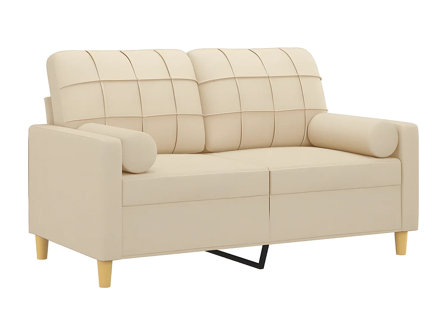 Canapé à 2 places avec oreillers décoratifs crème 120 cm tissu OID9855