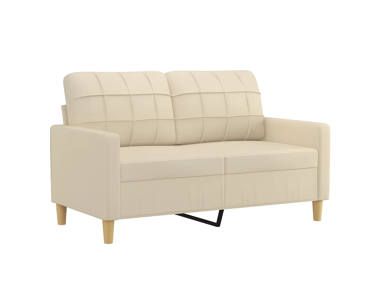 Canapé à 2 places avec oreillers décoratifs crème 120 cm tissu OID9855