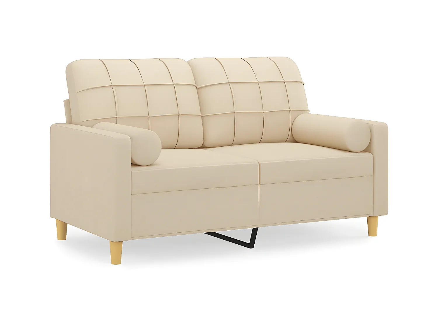 Canapé à 2 places avec oreillers décoratifs crème 120 cm tissu OID9855