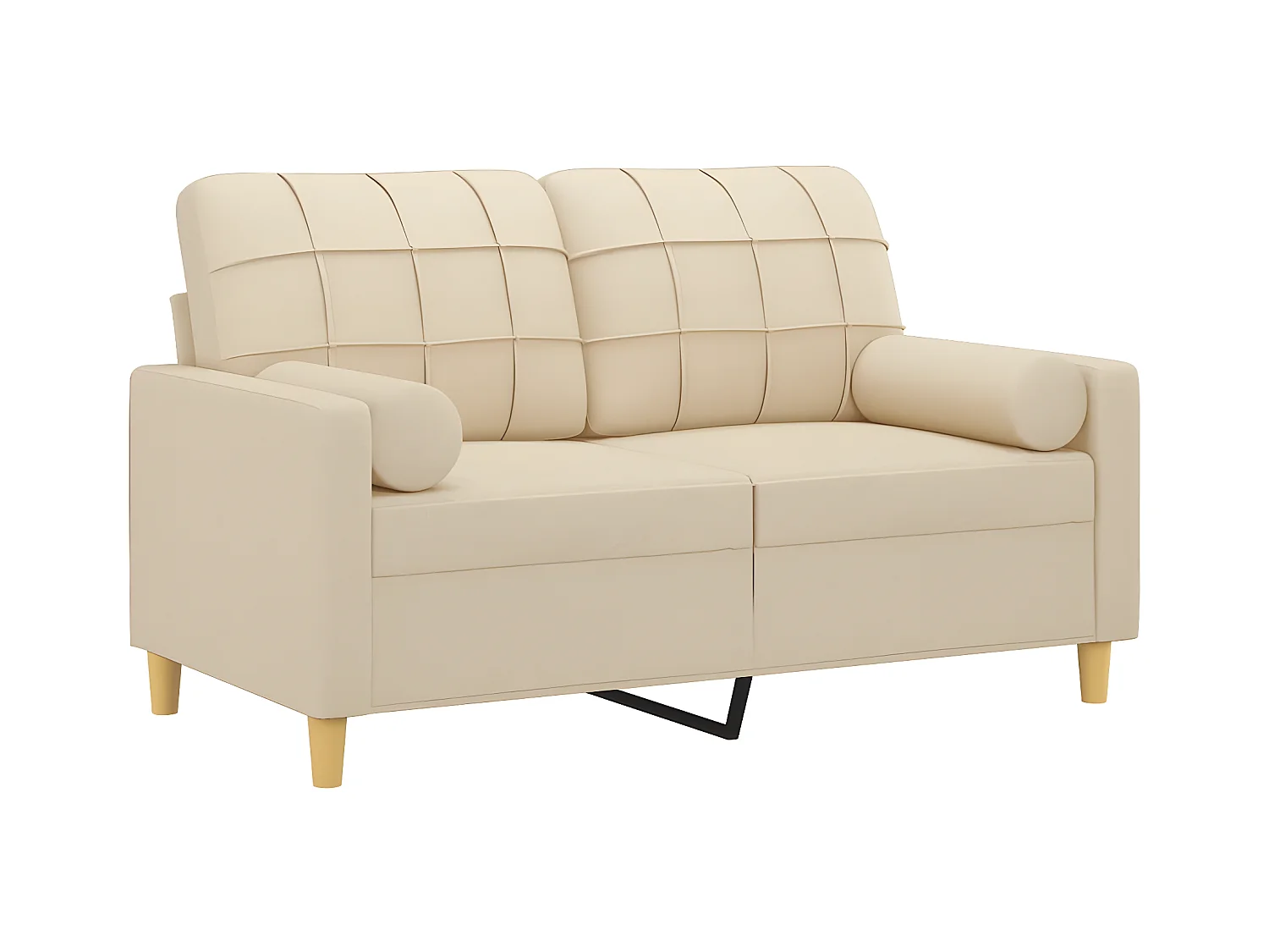 Canapé à 2 places avec oreillers décoratifs crème 120 cm tissu OID9855
