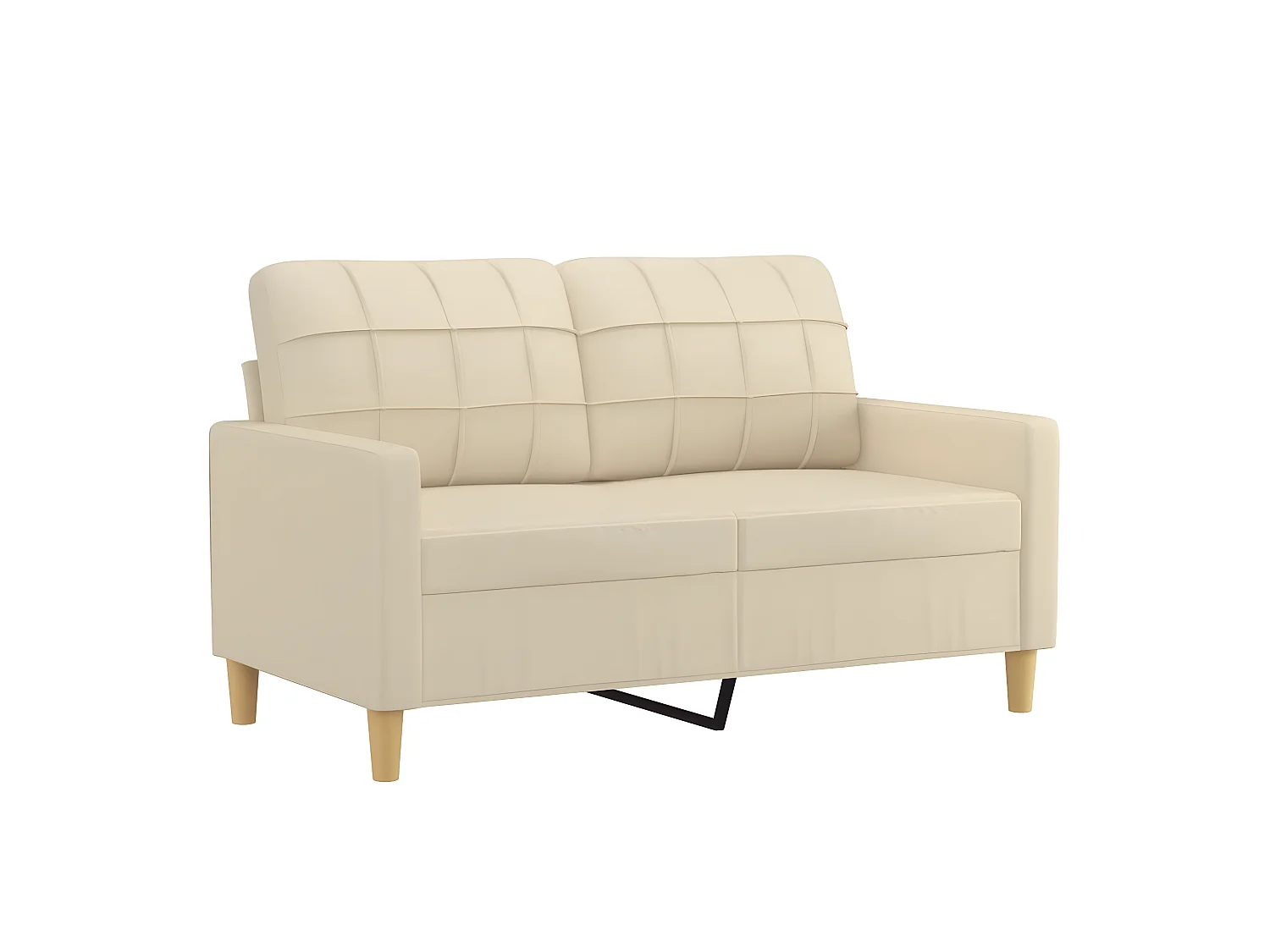 Canapé à 2 places avec oreillers décoratifs crème 120 cm tissu OID9855