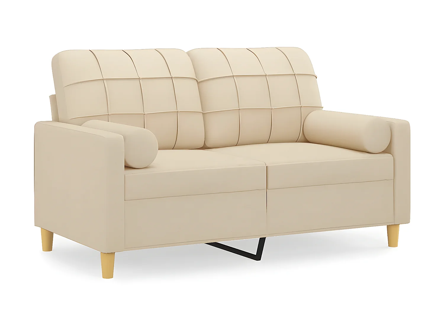 Canapé à 2 places avec oreillers décoratifs crème 120 cm tissu OID9855