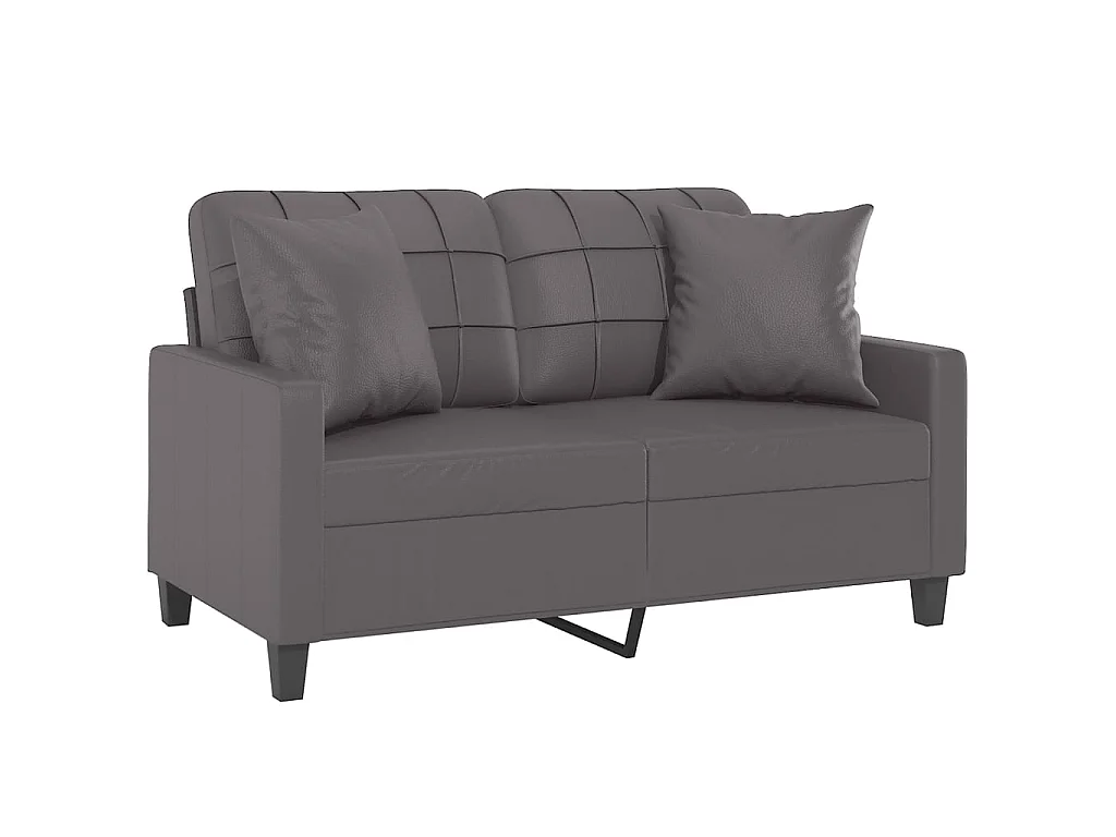 Canapé à 2 places avec oreillers gris 120 cm similicuir OID2553