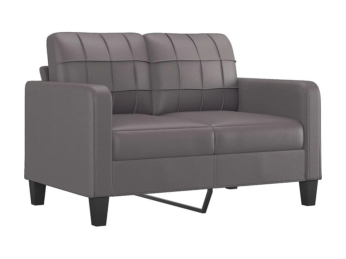 Canapé à 2 places avec oreillers gris 120 cm similicuir OID2553