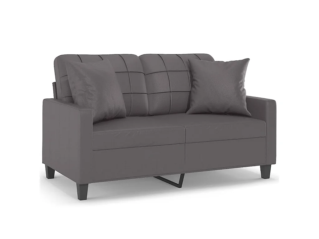 Tweezitsbank met sierkussens 120 cm kunstleer grijs NL398321