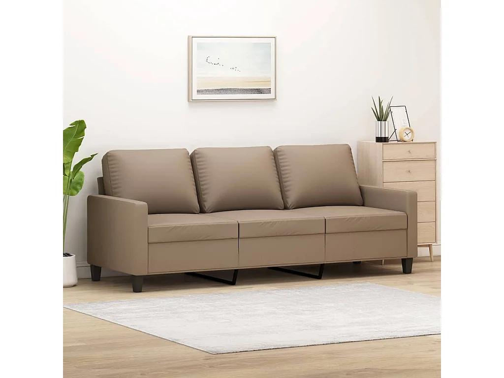 Sofá de 3 lugares 180 cm couro artificial cor cappuccino PT927840