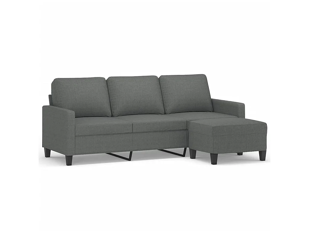 3-Sitzer-Sofa | Wohnzimmersofa mit Hocker Dunkelgrau 180 cm Stoff -gkd395078
