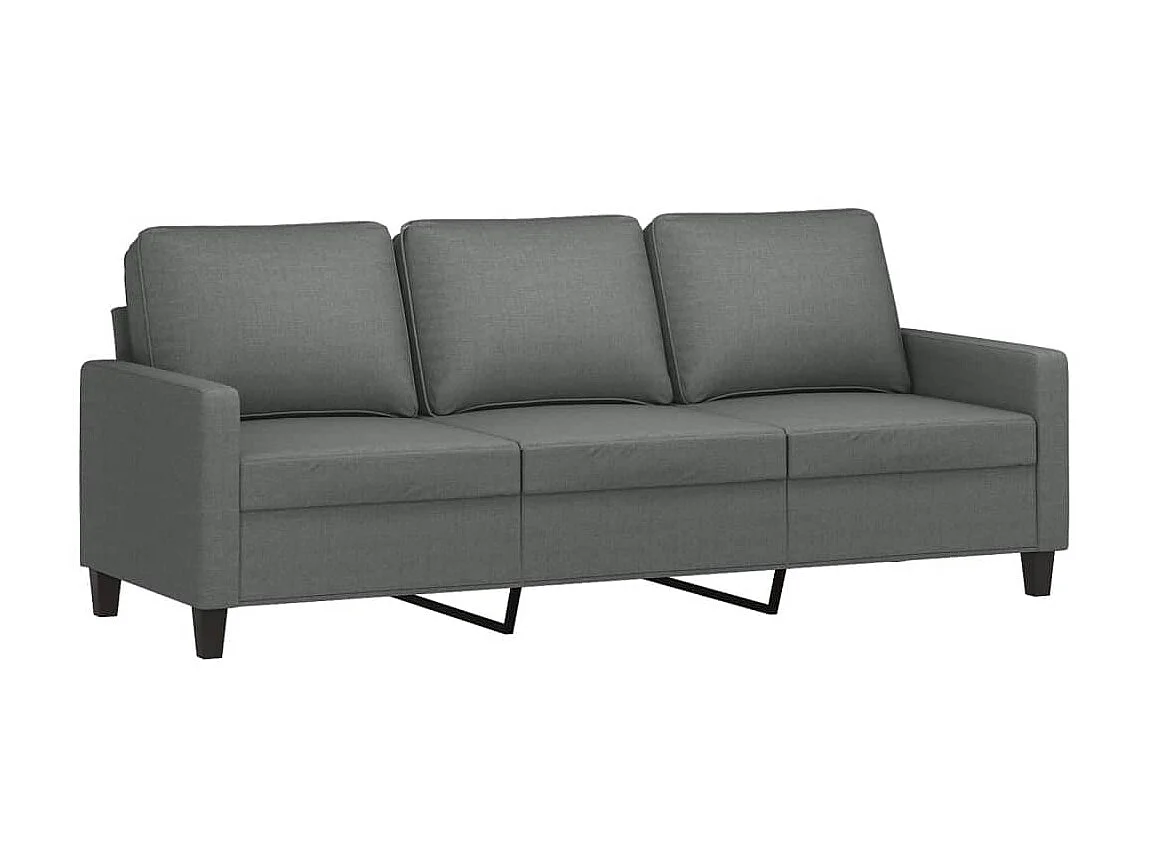 3-Sitzer-Sofa | Wohnzimmersofa mit Hocker Dunkelgrau 180 cm Stoff -gkd395078