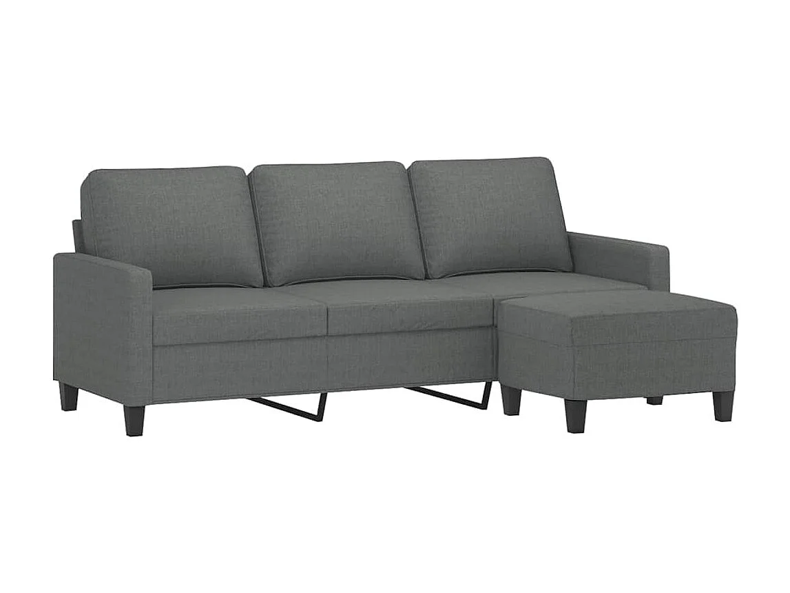 3-Sitzer-Sofa | Wohnzimmersofa mit Hocker Dunkelgrau 180 cm Stoff -gkd395078