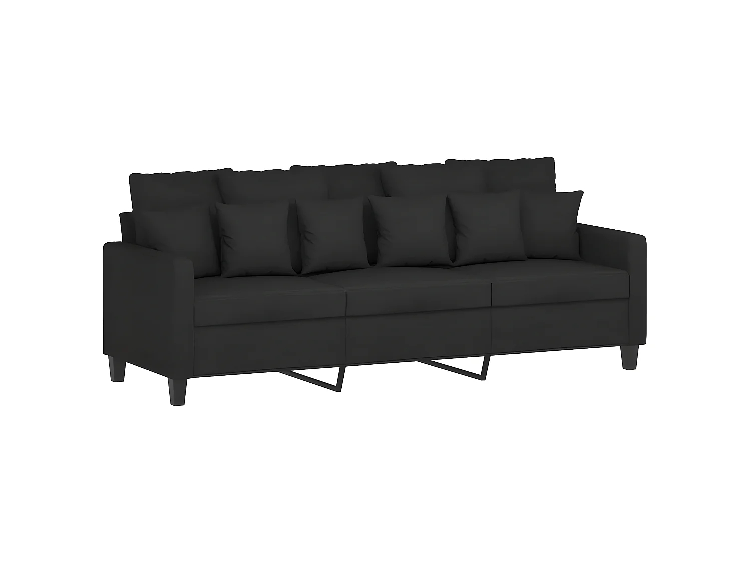 3-Sitzer-Sofa | Wohnzimmersofa mit Hocker Schwarz 180 cm Stoff -gkd554202