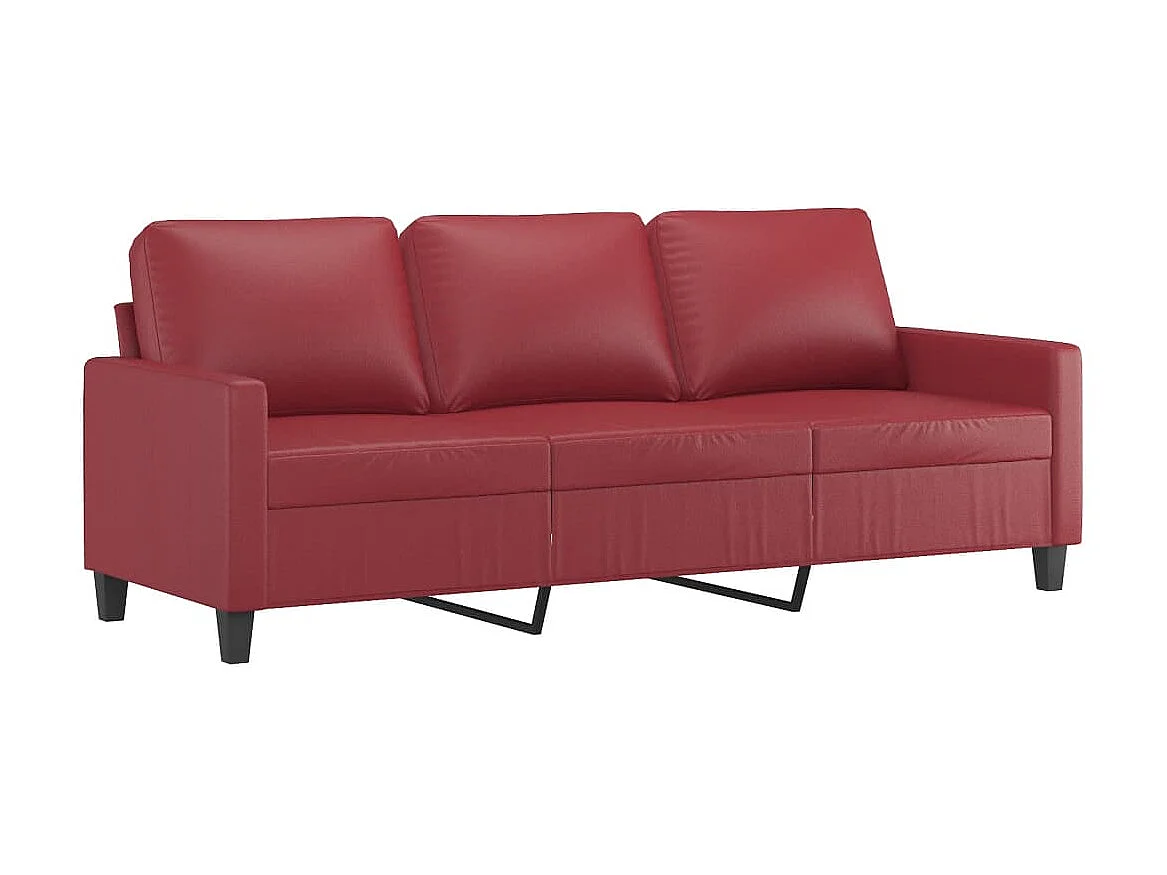 Canapé à 3 places avec repose-pieds Rouge bordeaux 180 cm Similicuir OID2937
