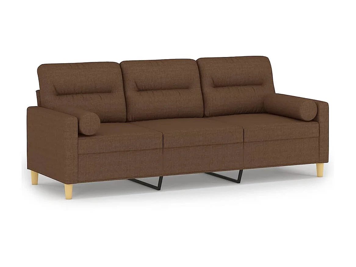 Canapé à 3 places avec oreillers décoratifs marron 180 cm tissu OLA3082
