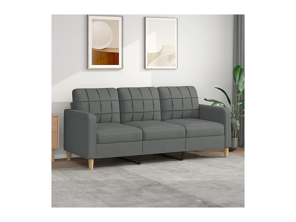 Canapé à 3 places Gris foncé 180 cm Tissu OID7656