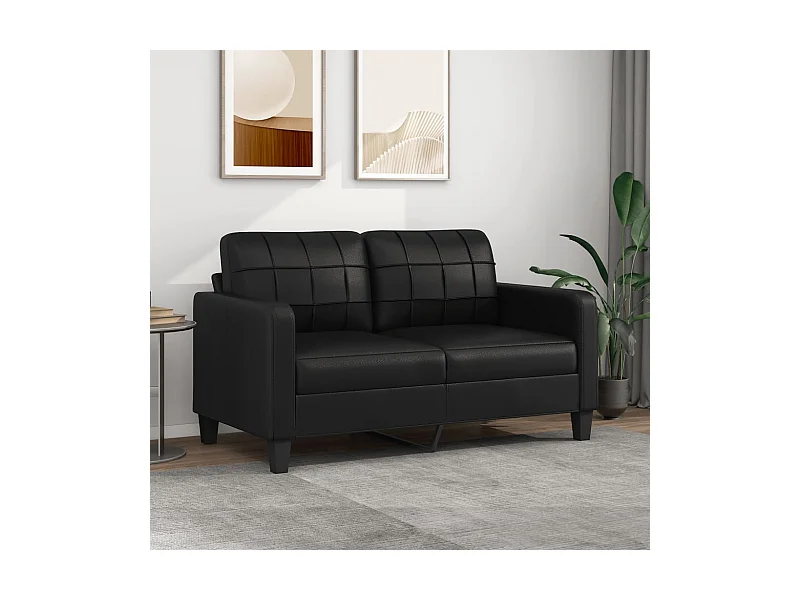 2-Sitzer-Sofa | Wohnzimmersofa Schwarz 140 cm Kunstleder -gkd880573