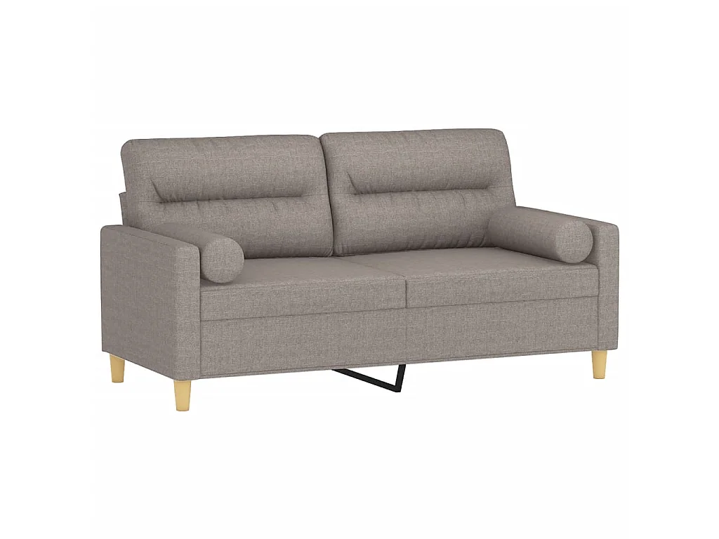 Canapé à 2 places avec oreillers décoratifs taupe 140 cm tissu OLA4457