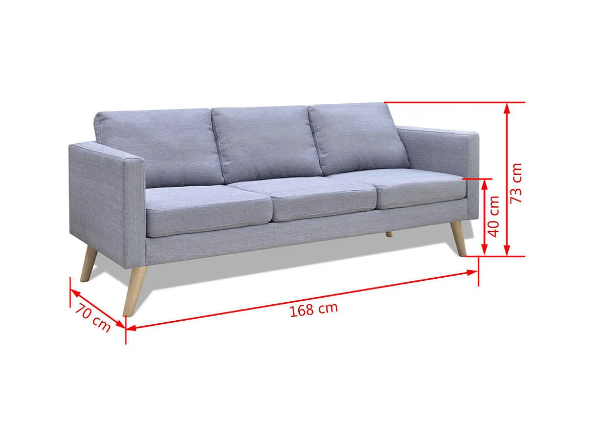 Driezitsbank stof lichtgrijs NL558986