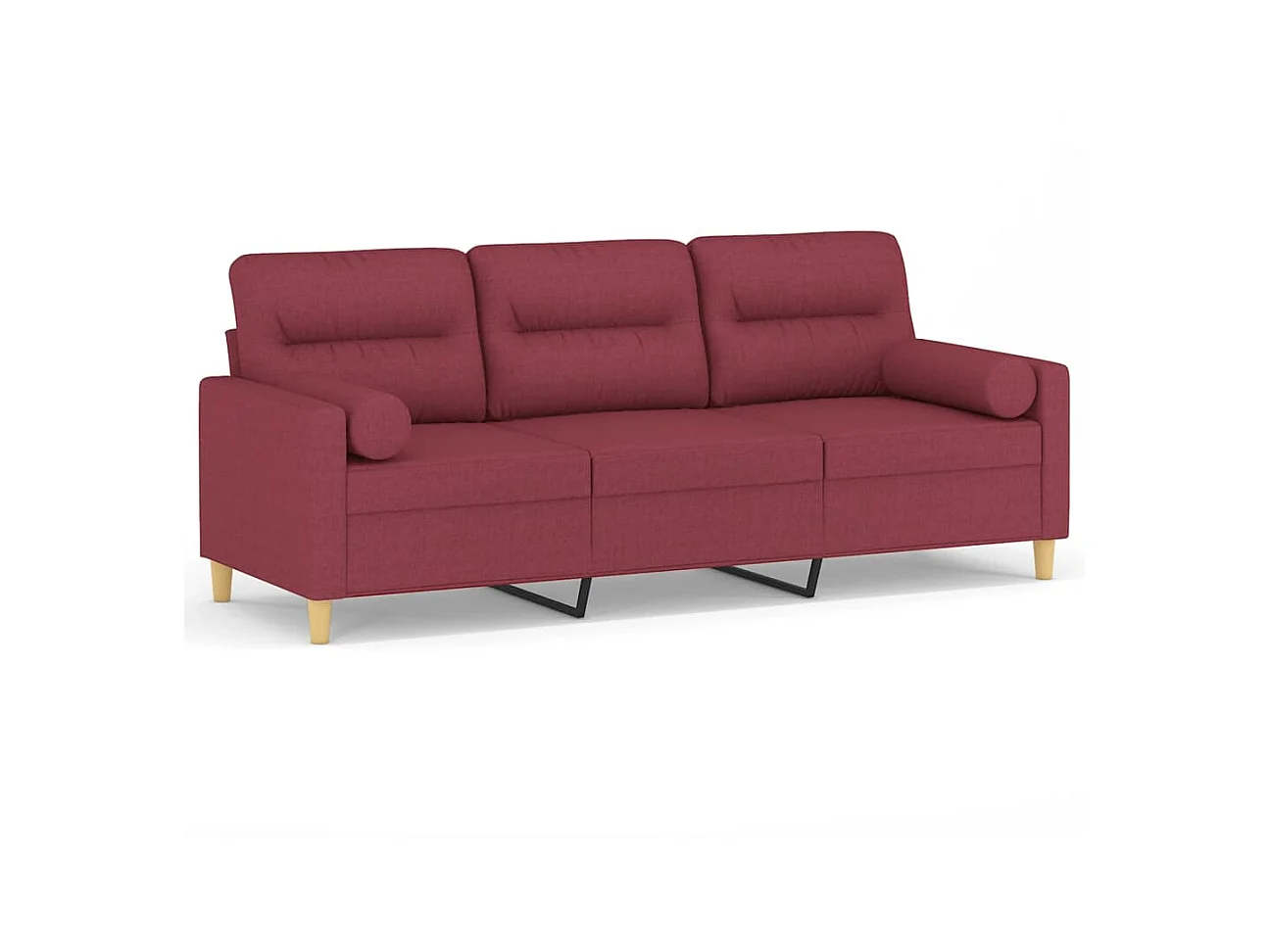 Canapé à 3 places avec oreillers décoratifs bordeaux 180 cm tissu OLA1218