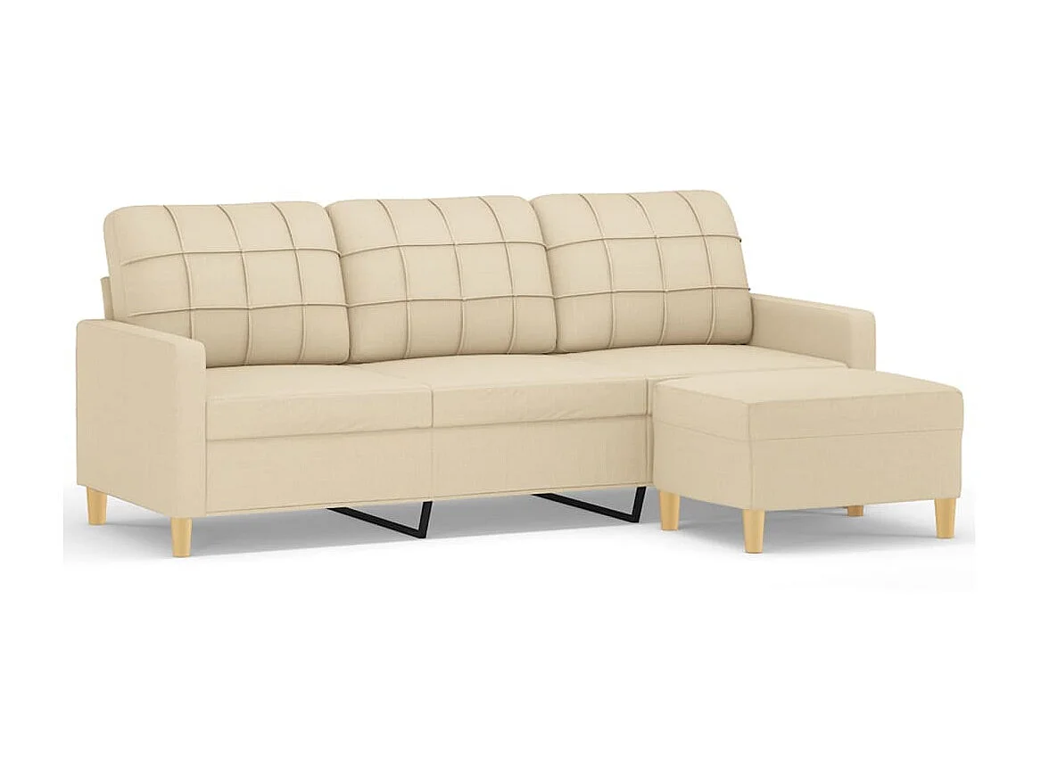 Canapé à 3 places avec repose-pieds Crème 180 cm Tissu OID3486