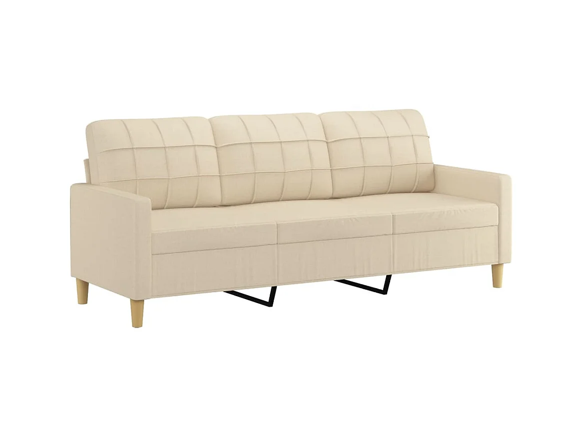Canapé à 3 places avec repose-pieds Crème 180 cm Tissu OID3486