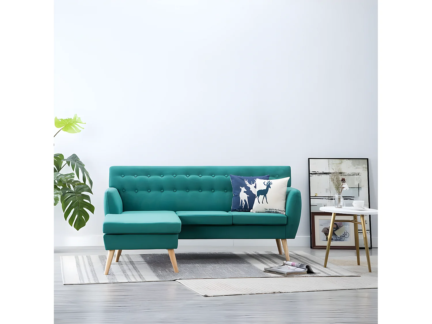 Canapé d'angle revêtement en tissu 171,5x138x81,5 cm vert LODW24931