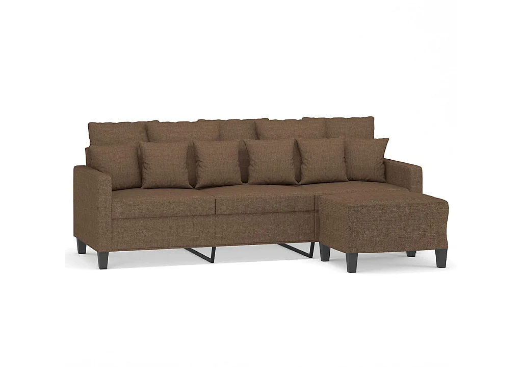 Canapé à 3 places avec repose-pieds Marron 180 cm Tissu LODW19203