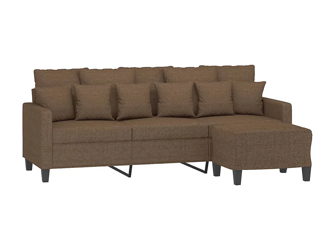 Canapé à 3 places avec repose-pieds Marron 180 cm Tissu LODW19203