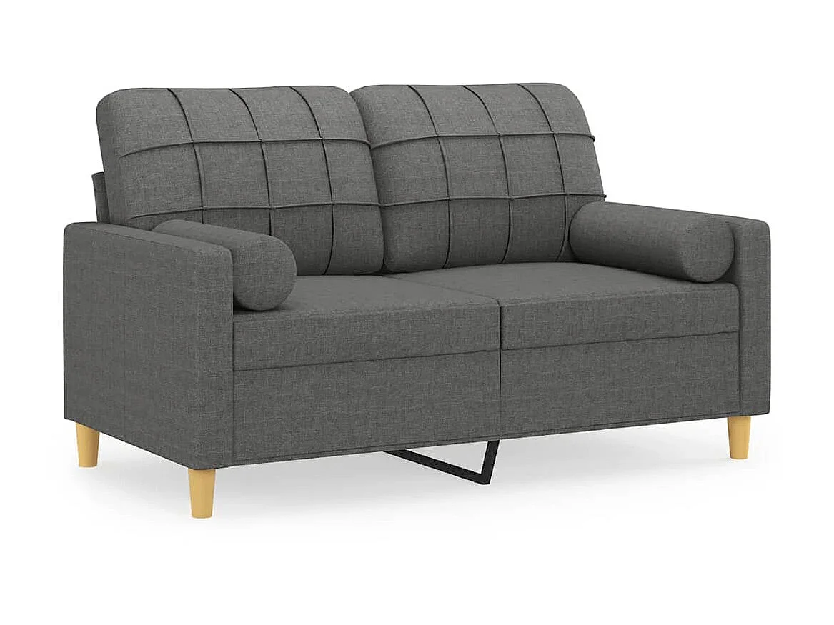 2-Sitzer-Sofa | Wohnzimmersofa mit Zierkissen Dunkelgrau 120 cm Stoff -gkd125127