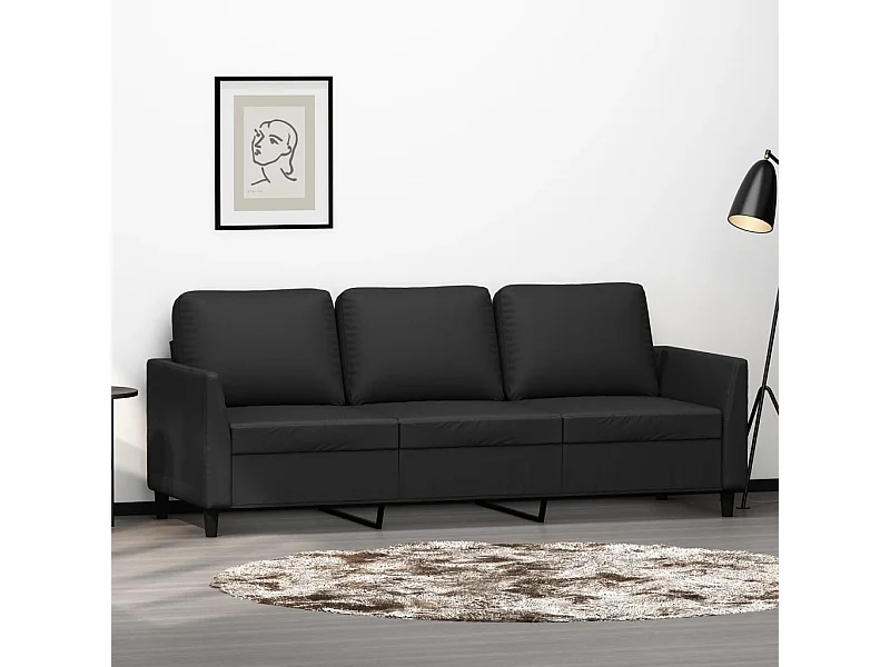 Canapé à 3 places Noir 180 cm Similicuir LODW19338