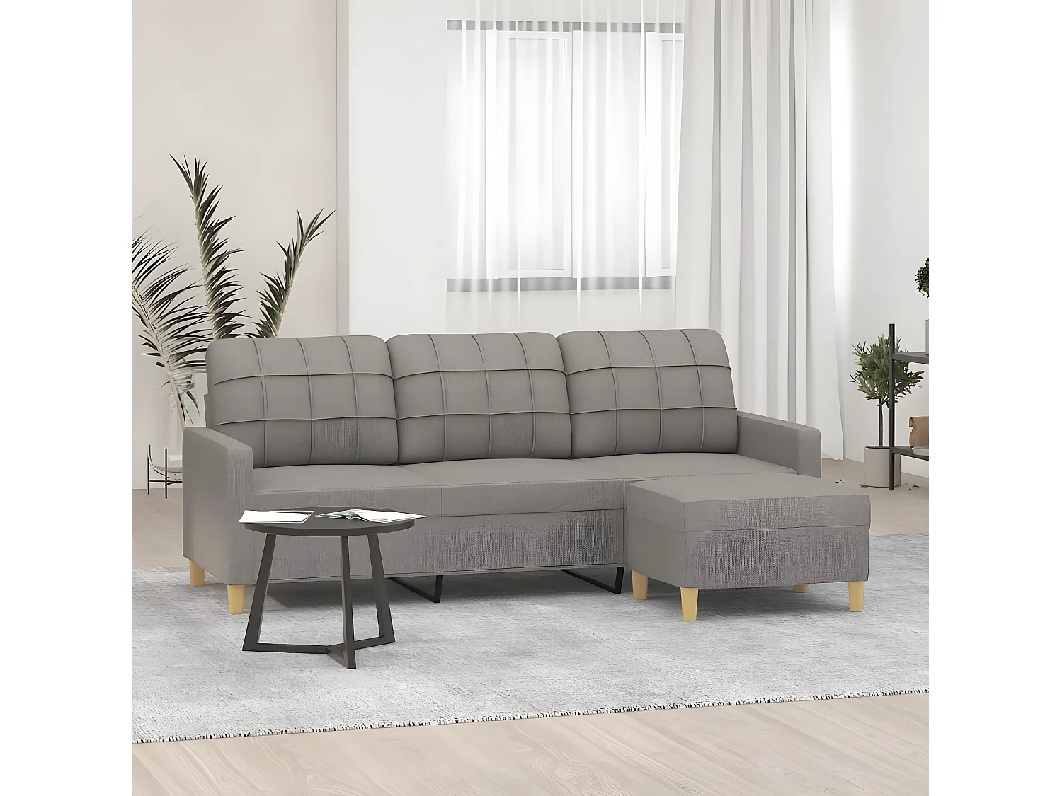 Canapé à 3 places avec repose-pieds Taupe 180 cm Tissu OID3672
