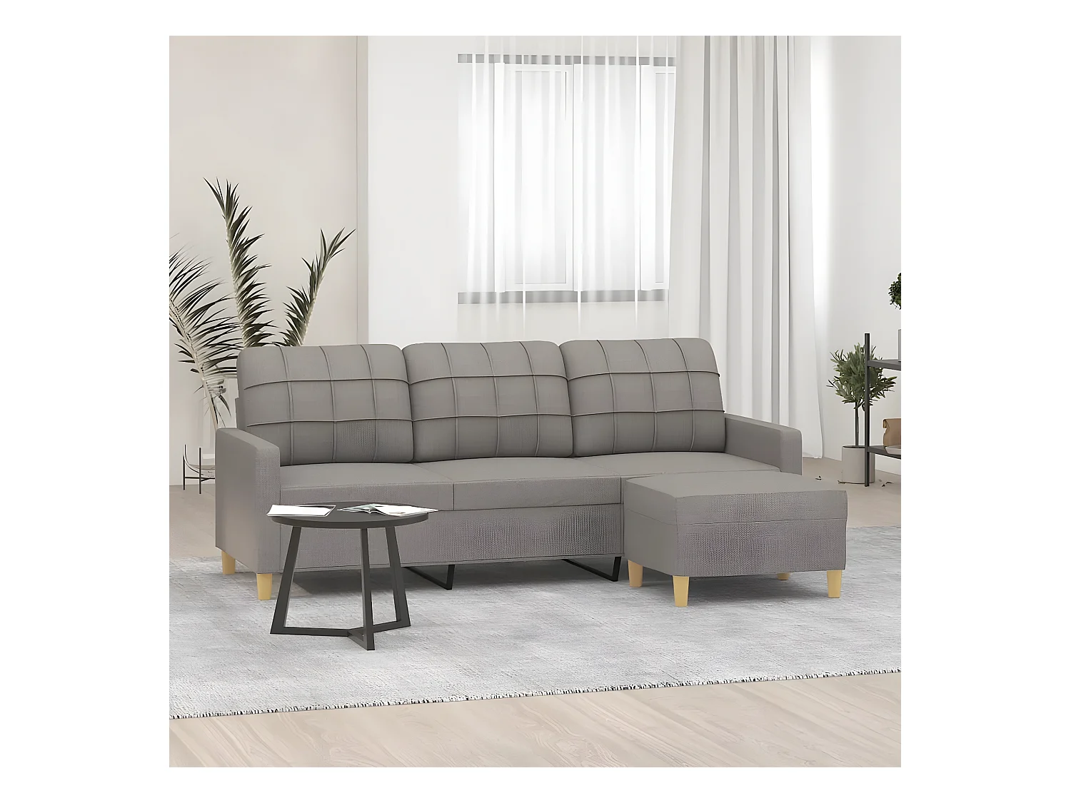 Canapé à 3 places avec repose-pieds Taupe 180 cm Tissu OID3672