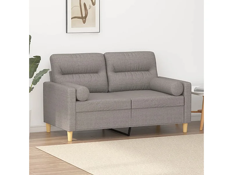 Canapé à 2 places avec oreillers décoratifs taupe 120 cm tissu BE6514