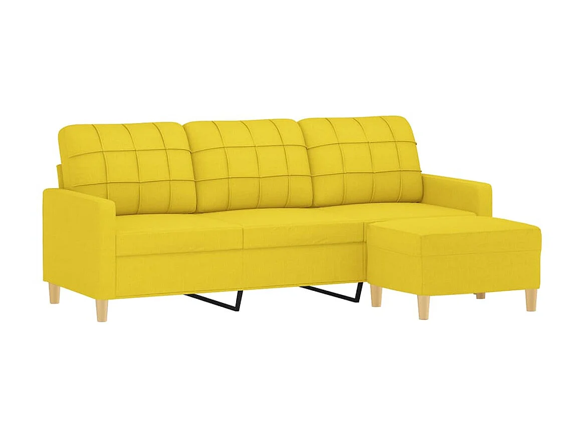 Canapé à 3 places avec repose-pieds Jaune clair 180 cm Tissu OID9866