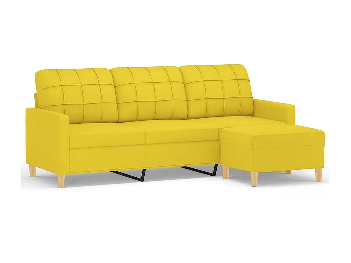 Canapé à 3 places avec repose-pieds Jaune clair 180 cm Tissu OID9866