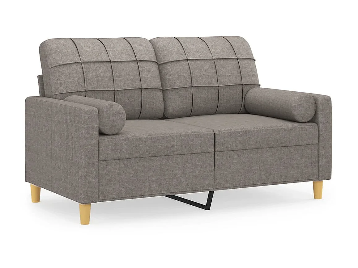 Canapé à 2 places avec oreillers décoratifs taupe 120 cm tissu OID1631