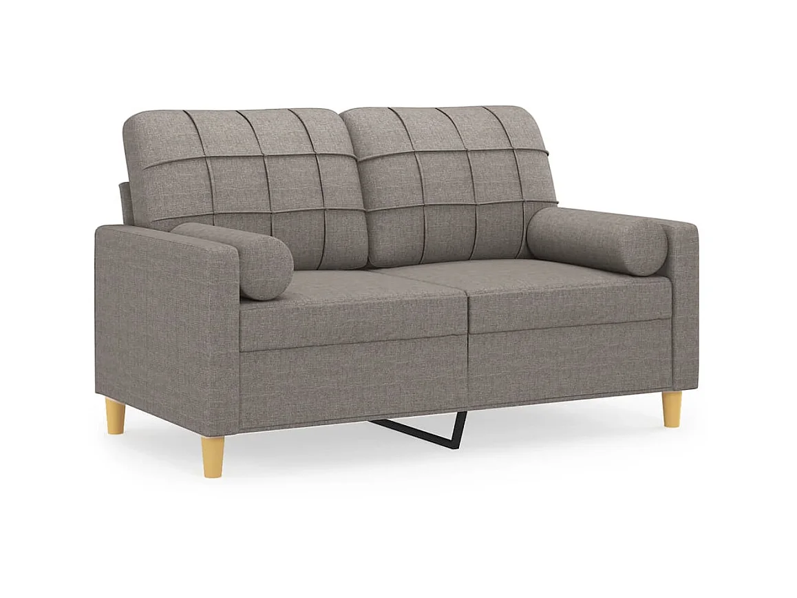 Canapé à 2 places avec oreillers décoratifs taupe 120 cm tissu OID1631